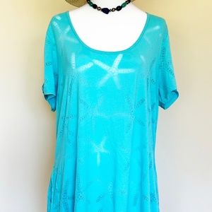 West Indies soft turquoise beach wear short dress size L